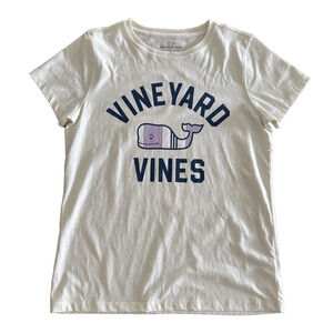 Vineyard Vines Women’s Small Tee – White – Purple Whale Graphic – 100% Cotton